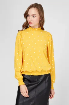 Женская желтая блуза в горошек Желтый 34 Naf Naf NHNT157