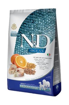 Сухой корм для собак средних и крупных пород Farmina N&D Ocean с треской и апельсином, 2.5 кг