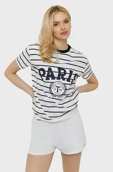 Женская белая футболка в полоску Белый M Tally Weijl STSCOPOOM13