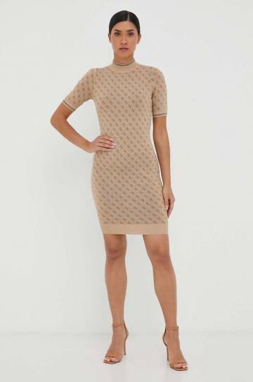 Платье Guess цвет коричневый mini облегающее Платье Guess цвет коричневый mini облегающее