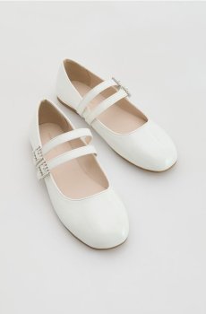 Reserved - Лаковані балетки з ремінцями - білий - 819IS-00X