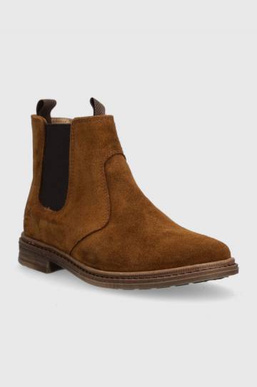 Детские замшевые ботинки Pom Dapi BROTHER JODZIP цвет коричневый