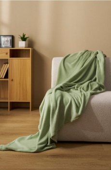 Плед гладкий - світло-зелений