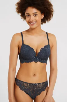 Женский темно-синий бюстгальтер с тонкой чашкой глубокое декольте SUCCESS Синий 70B Etam 6505644
