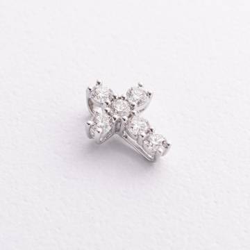 Крестик в белом золоте с бриллиантами пб0369lg