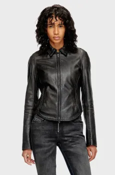 Женская черная кожаная куртка L-EGRAD Черный 44 Diesel A19596 0ILBS
