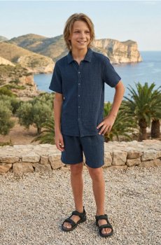 Комплект: сорочка і шорти - темно-сірий