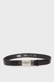 Мужской черный кожаный ремень LOGO B-METAL BISCOTTO Черный 100 Diesel X10434 PS201