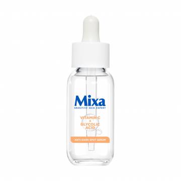Сыворотка для сияния тусклой чувствительной кожи лица Mixa Anti-Dark Spot Serum с витамином С и гликолевой кислотой, 30 мл Сыворотка для сияния тусклой чувствительной кожи лица Mixa Anti-Dark Spot Serum с витамином С и гликолевой кислотой, 30 мл