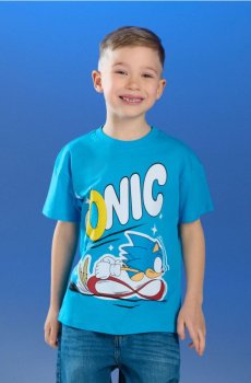 Бавовняна футболка з принтом Sonic the Hedgehog - синій
