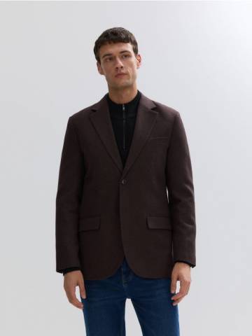 Reserved - Піджак з вовни slim fit - темно коричневий - 405GQ-89X Reserved - Піджак з вовни slim fit - темно коричневий - 405GQ-89X