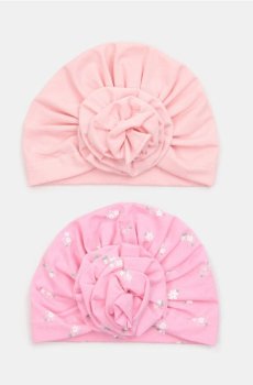 Комплект з 2 турбанів з квітковим візерунком - нюдовий