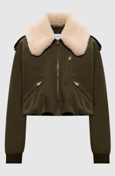 Куртка цвета хаки с шерстью и съемным мехом