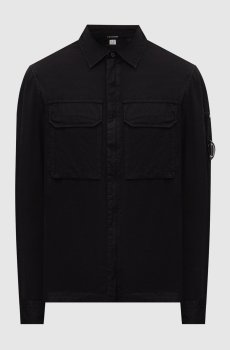 Черная рубашка на молнии с логотип патч