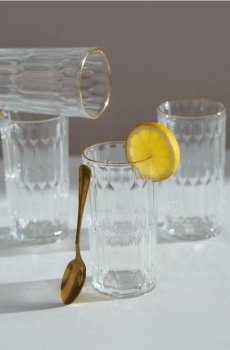 Декоративні склянки з фактурою та золотою облямівкою 4 pack - clear