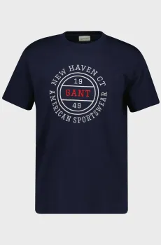 Мужская темно-синяя футболка GRAPHIC SS Синий XXL Gant 2003403