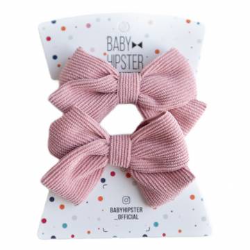 Бантики Baby Hipster Мікровельвет пудра 2 штуки (2110000049201)