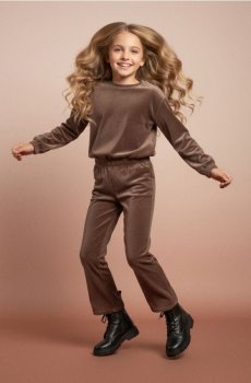 Комплект із світшота та штанів - коричневий
