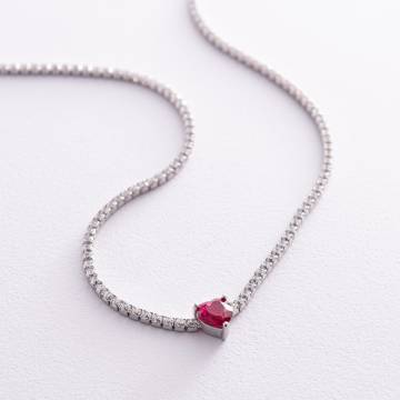 Серебряное колье - чокер "Сердечко" с фианитами 181257 Серебряное колье - чокер "Сердечко" с фианитами 181257