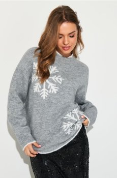 Светр зі сніжинками - сірий