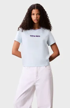 Женская голубая футболка SS RETRO LOGO Голубой S Calvin Klein Jeans LV047C821G