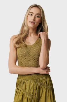 Женский оливковый топ Sleeveless round neck top Оливковый S Mexx MF006610041W