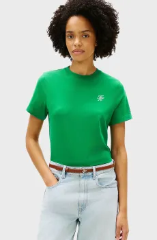 Женская зеленая футболка SCRIPT REG Зеленый L Tommy Hilfiger WW0WW48699