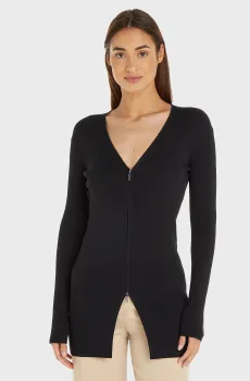 Женский черный кардиган ICONIC RIB ZIP UP Черный M Calvin Klein K20K206474