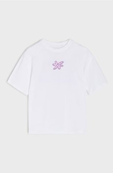 Бавовняна футболка з принтом - білий