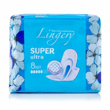 Прокладки для критических дней Lingery Super Ultra, 8 шт Прокладки для критических дней Lingery Super Ultra, 8 шт
