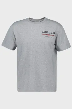 Мужская серая футболка GRAPHIC SS T-SHIRT Серый M Gant 2067044