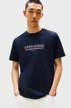 Мужская темно-синяя футболка BRAND LOVE Синий S Tommy Hilfiger MW0MW40324