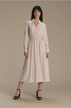 Віскозна сорочкова міді сукня з декоративними зборами - сірий