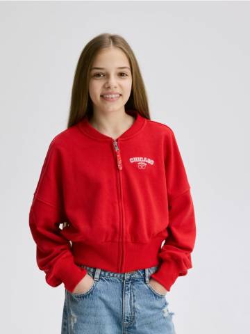Reserved - Світшот бомбер з вишивкою - червоний - 572DB-33X Reserved - Світшот бомбер з вишивкою - червоний - 572DB-33X