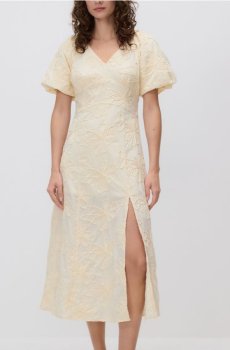 Reserved - Бавовняна сукня з вишивкою - світло-жовтий - 734HR-10X