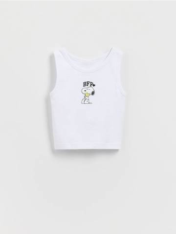 Reserved - Бавовняний топ Snoopy - кремовий - 849GB-01X