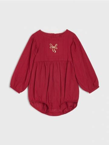 Боді з бантом - бордовий