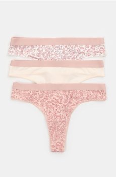 Бавовняні трусики-танга, 3 пари - різнобарвний