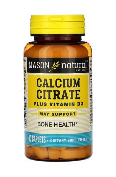 Цитрат кальция + витамин Д3 Mason Natural Calcium Citrate Plus Vitamin D3, 60 капсул