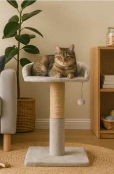 Когтеточка для кота з лежаком - нюдовий