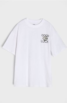 Бавовняна футболка з принтом - білий