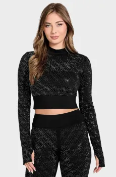 Женский черный топ с узором Черный XS Guess W5BP48.K7182;JBLK