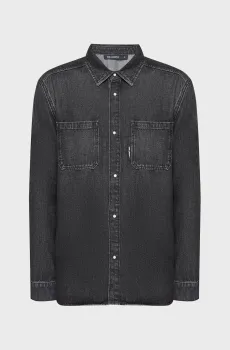 Мужская темно-серая джинсовая рубашка Серый M Karl Lagerfeld 554864.605903;990