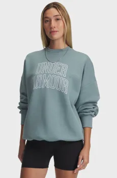 Женский мятный свитшот Rival Flc OS Varsity Crew Ментоловый XS Under Armour 6007880-323