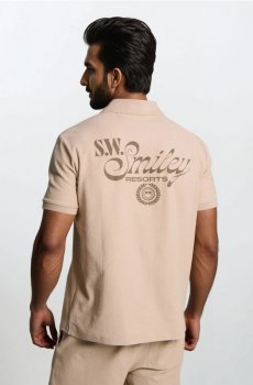 Бавовняна сорочка поло Smiley - бежевий