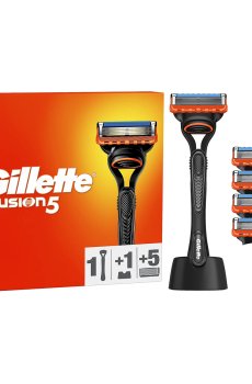 Станок для бритья мужской (бритва) Gillette Fusion5 с 5 сменными картриджами + подставка