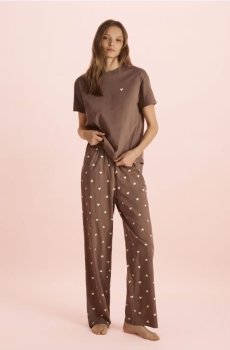 Reserved - Піжамний комплект з двох частин з візерунком «серденька» - кавовий - 983HD-84X