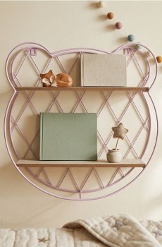 Металева настінна полиця - пастельний рожевий