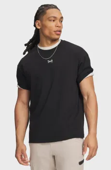 Мужская черная футболка UA M HWT METAL LOGO SS Черный L Under Armour 6013618-008