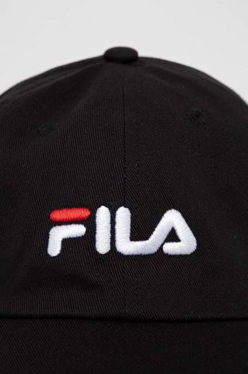 Хлопковая кепка Fila цвет чёрный с аппликацией Хлопковая кепка Fila цвет чёрный с аппликацией